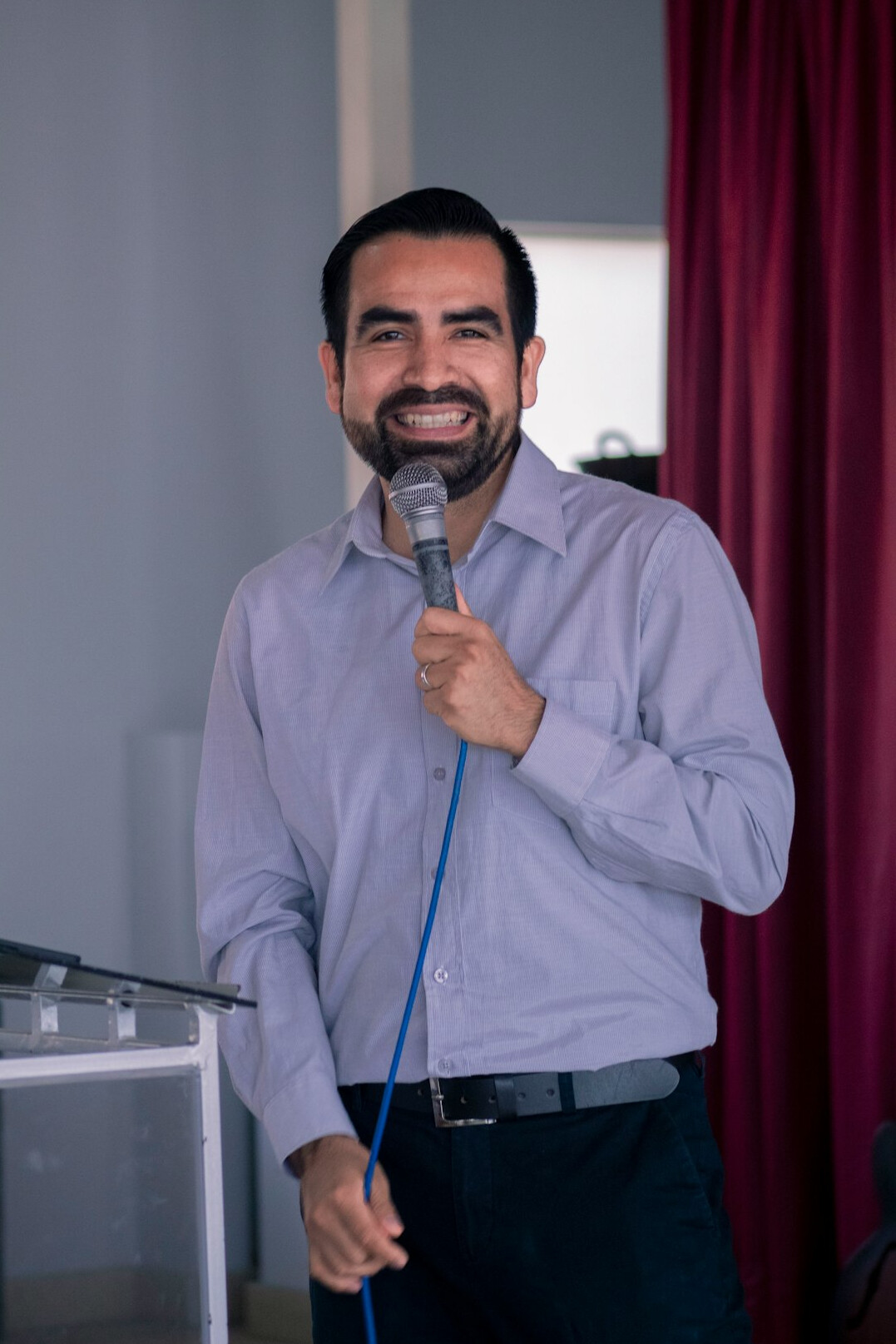 man practicing speech