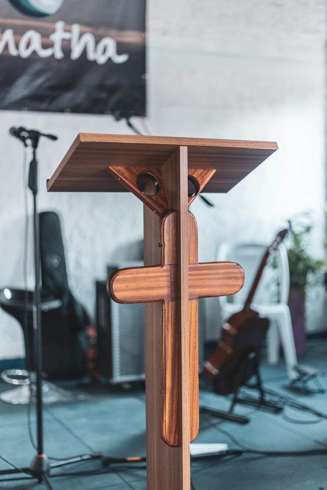 confident speaker podium
