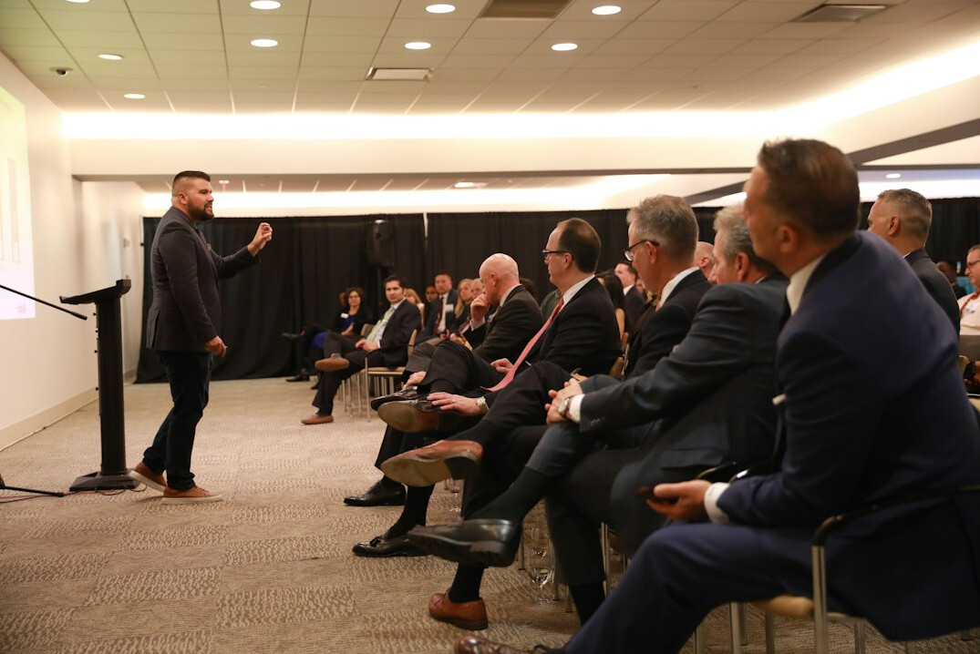 man giving speech