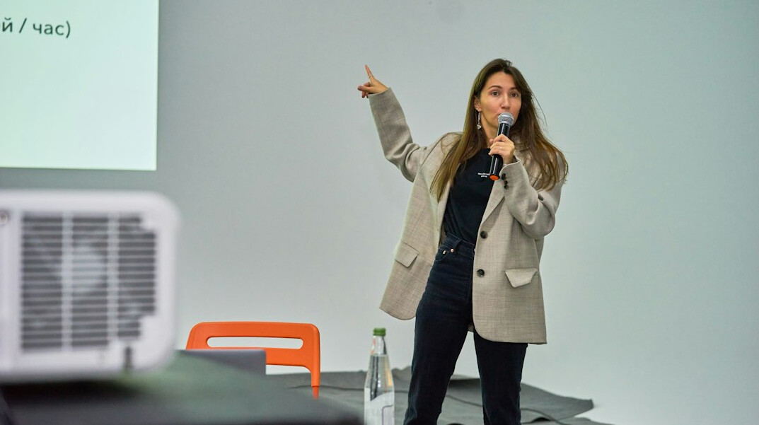 professional speaking on stage