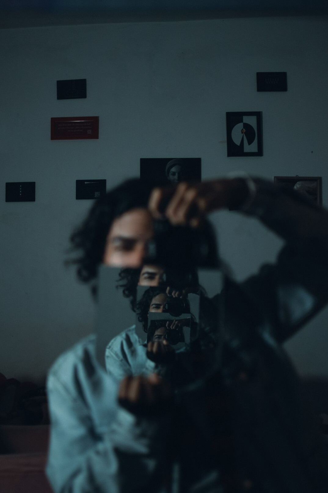 person practicing in mirror