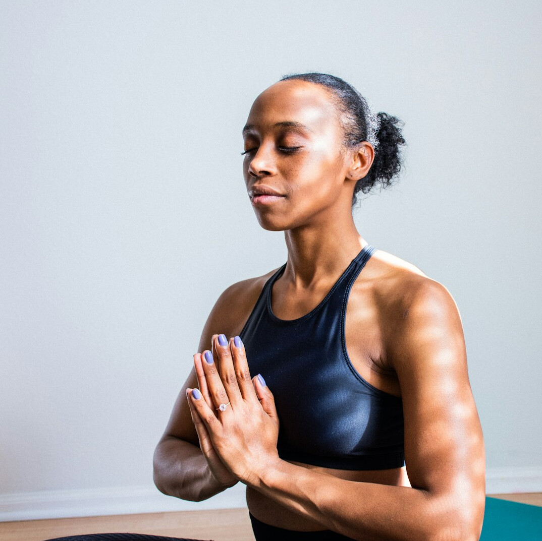 woman doing breathing exercises